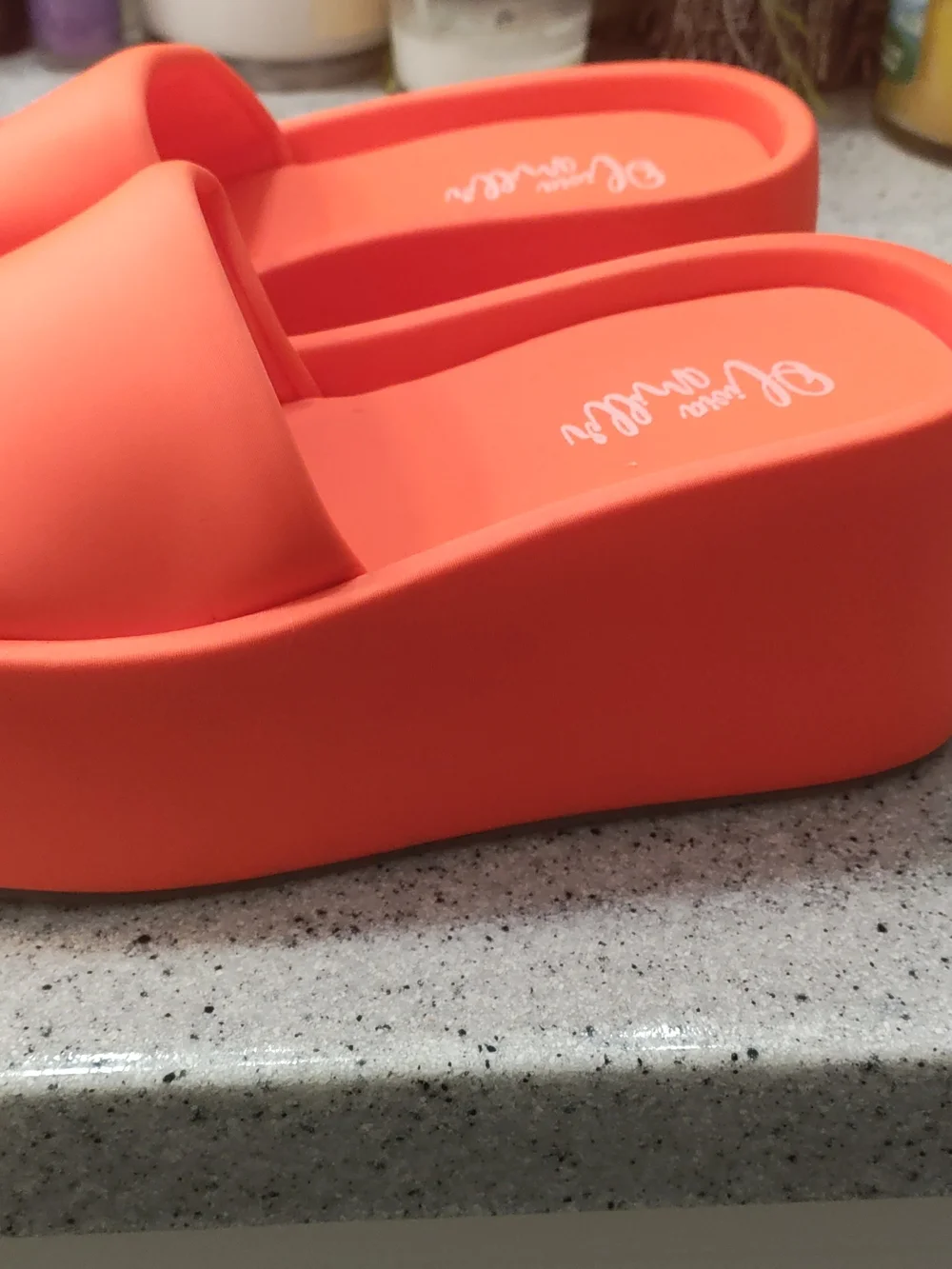 Olivia Miller 💥🔥Platform Slide Sandals in Bright Orange - Women's